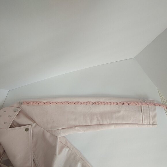 Coffe Shop Kid's Light Pink Faux Leather Silver Stud Moto Biker Jacket - XL Kids - Picture 11 of 15